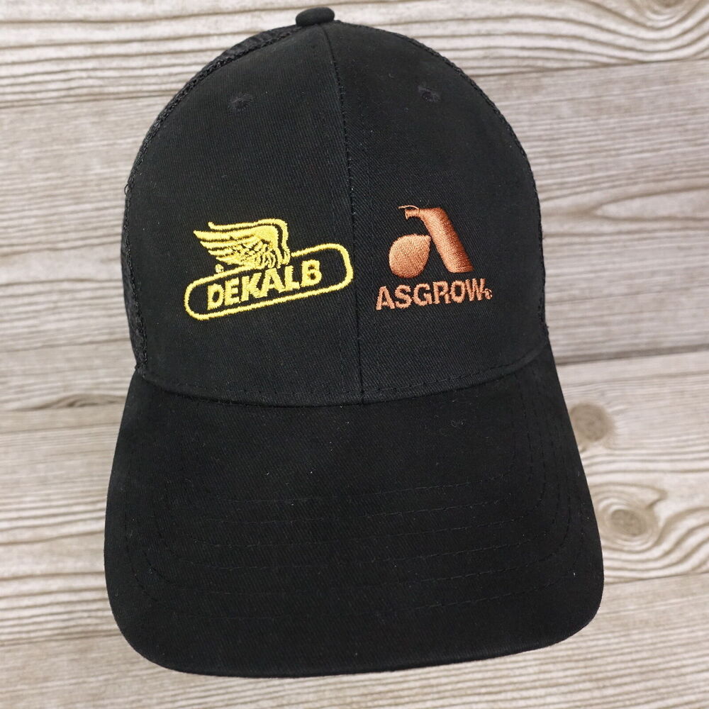 DEKALB CORN ASGROW LOGO FRAMING BLACK MESH VENTED SNAPBACK BASEBALL HAT CAP